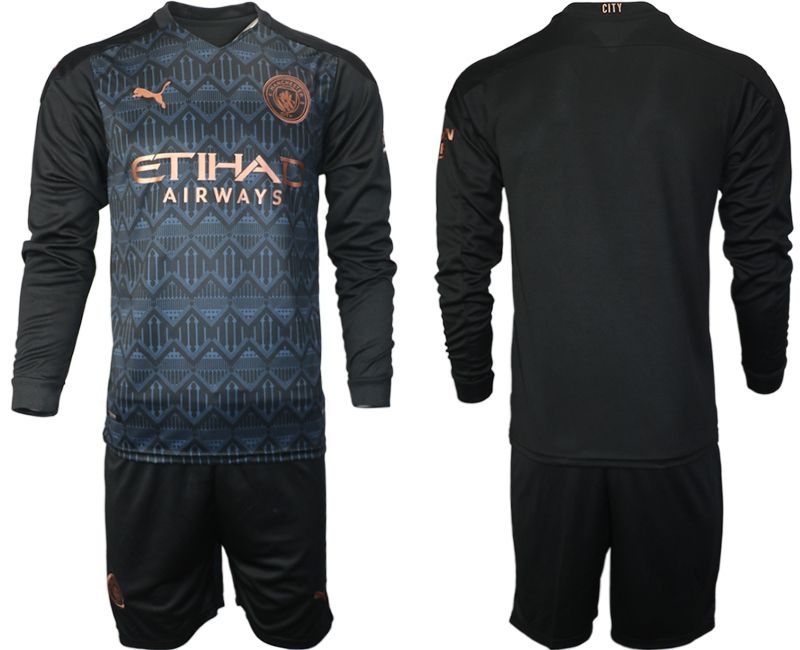 Men 2020-2021 club Manchester city home long sleeve black Soccer Jerseys->barcelona jersey->Soccer Club Jersey